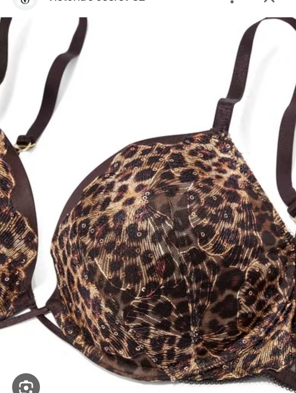 Victoria's Secret Sequin Leopard Very Sexy Push-Up Bra Brown Size 34G NWOT